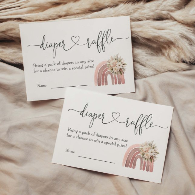 Boho Blommigt Rainbow Girl Baby Shower Raffle Tilläggskort (Skapare uppladdad)