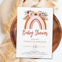 Boho Blommigt Rainbow Terracotta Orange Baby Showe