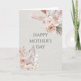 Boho Blommigt Ram Mors dag Faux Linen Kort