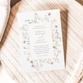 Boho Blommigt Ram WildblomBröllop Inbjudningar