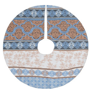 Boho Blommigt Rand: Etniskt sjölöst samlingsverk Julgransmatta Borstad Polyester