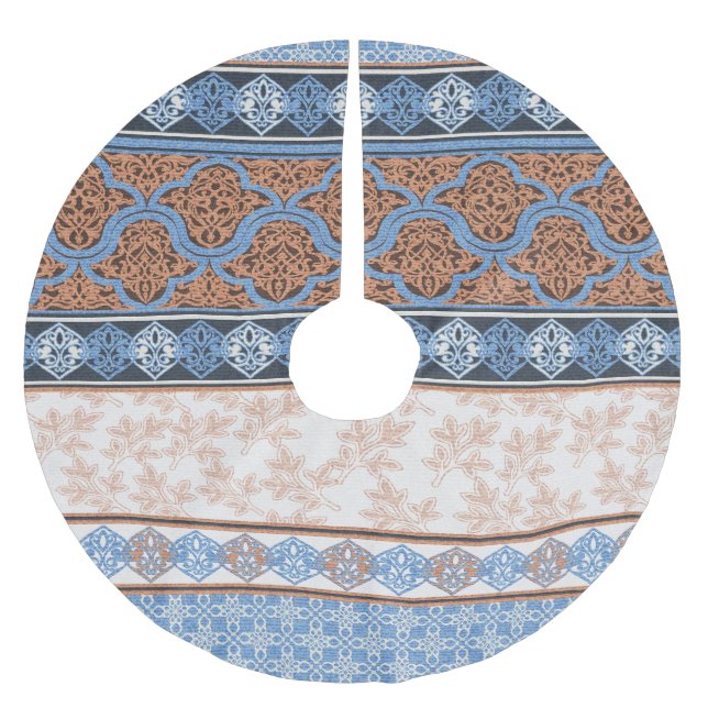 Boho Blommigt Rand: Etniskt sjölöst samlingsverk Julgransmatta Borstad Polyester (Framsidan)