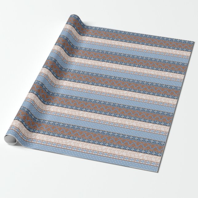Boho Blommigt Rand: Etniskt sjölöst samlingsverk Presentpapper (Utrullad)