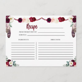 Boho Blommigt Recept Card Tilläggskort