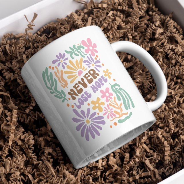 Boho Blommigt Retro tappar aldrig hoppet Kaffemugg (Skapare uppladdad)