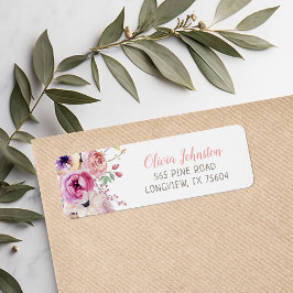 Boho Blommigt Returadress Returadress Etikett