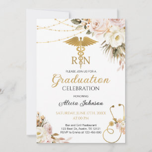 Boho Blommigt RN Nursing School Studenten Inbjudningar