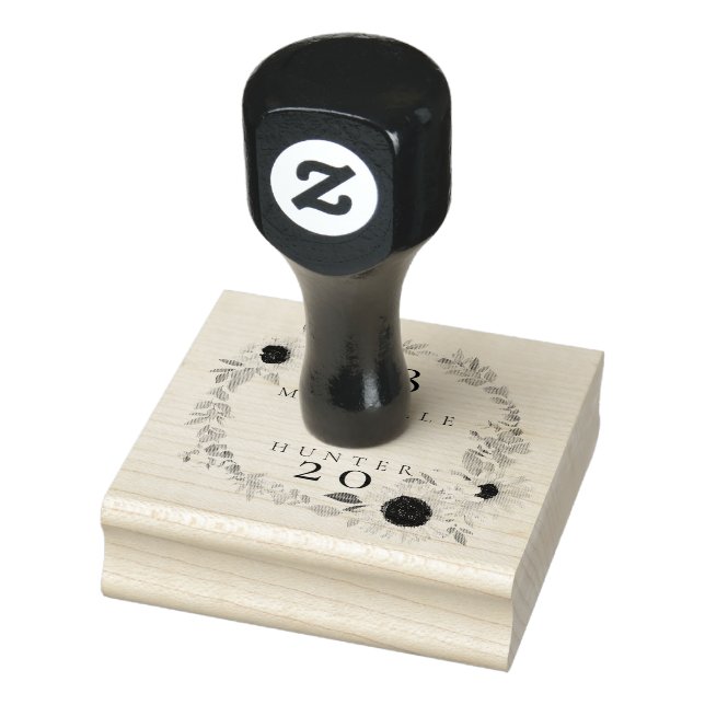 Boho Blommigt Ro Photo Circle Rosa Spara datum Stämpel (Stämpel)