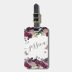 Boho blommigt romantic script butterfly bagagetagg bagagebricka