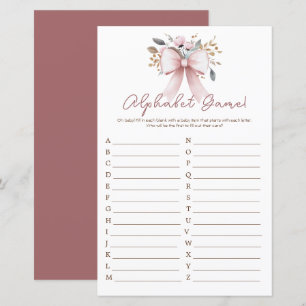 Boho Blommigt Rosa Bow Girl Baby Shower Alphabet