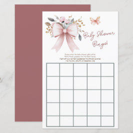 Boho Blommigt Rosa Bow Girl Baby Shower Bingo