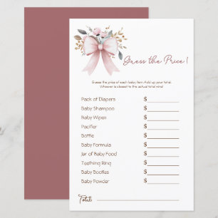 Boho Blommigt Rosa Bow Girl Baby Shower Pris gissn
