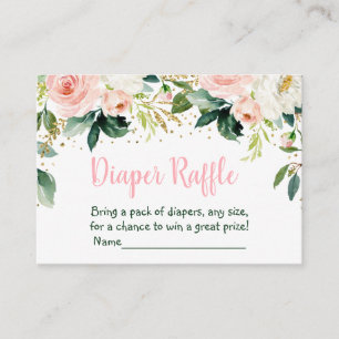 Boho Blommigt Rosa Guld Baby Shower Diaper Raffle Tilläggskort