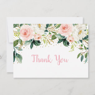 Boho Blommigt Rosa Guld Birthday Tack Kort