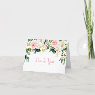 Boho Blommigt Rosa Guld Birthday Tack Kort