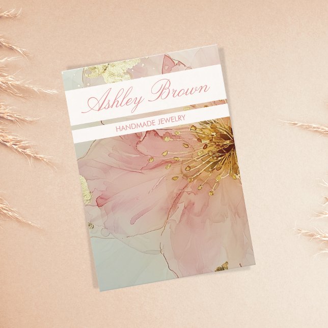 Boho Blommigt Rosa Handmade made Jewelry Earring V Visitkort (Skapare uppladdad)