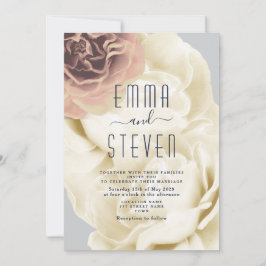 Boho Blommigt Rosa och inbjudan till Blue Wedding