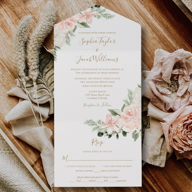 Boho Blommigt  Rosa och Sage Grönt Bröllop (Skapare uppladdad)