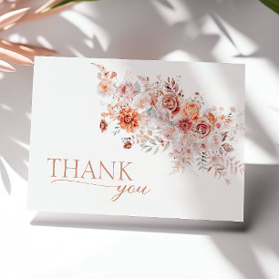 Boho Blommigt Rosa Orange Baby Shower Tack Kort