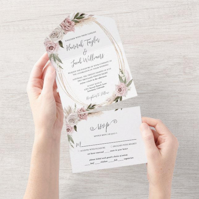 Boho Blommigt Rosa Pampas Grass Bröllop med OSA (Tearaway)