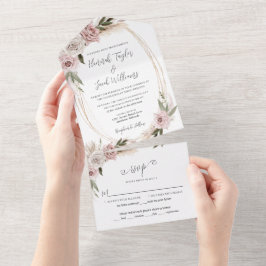 Boho Blommigt Rosa Pampas Grass Bröllop med OSA