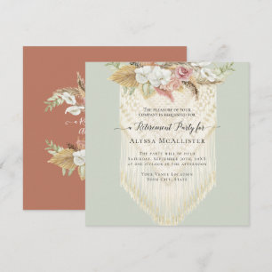 BOHO Blommigt Rosa Pampas Grass Macrame Pension Inbjudningar