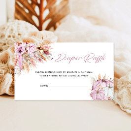 Boho Blommigt Rosa Pumpkin Baby Shower Diaper Raff Tilläggskort