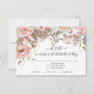 Boho Blommigt Rosa ros Earth Tone OSA Response Kort