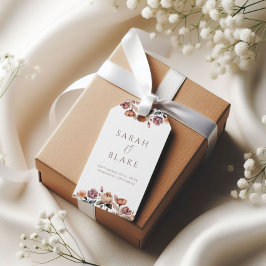 Boho Blommigt Rosa ros Garden Wedding Presentetikett