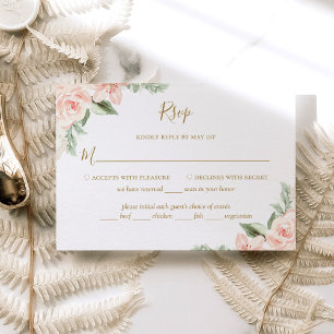 Boho Blommigt Rosa Sage Grönt med val av måltid OSA Kort