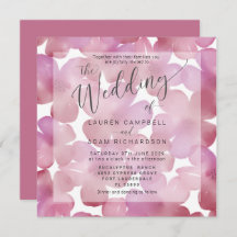 Boho Blommigt  Rosa Watercolor Wedding bjudande in