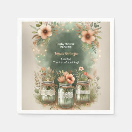 Boho Blommigt Rustic Blommigt Mason Burk Baby Show Pappersservett