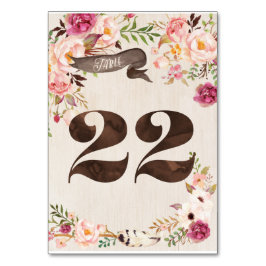 Boho Blommigt Rustic Bröllop Bordsnummer Card 22