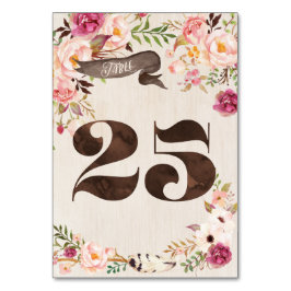 Boho Blommigt Rustic Bröllop Bordsnummer Card 25