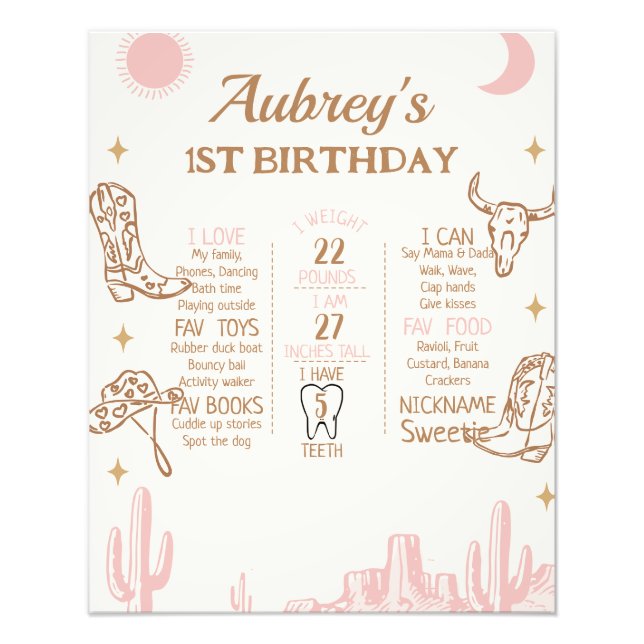 Boho Blommigt Safari Birthday Milestone Poster (Framsidan)