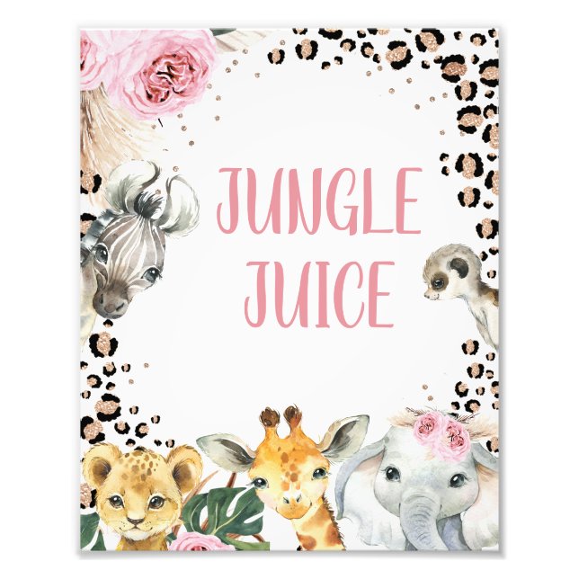 Boho Blommigt Safari Birthday Sign Fototryck (Framsidan)
