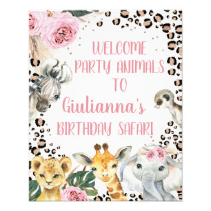 Boho Blommigt Safari Birthday Välkomstskylt Fototryck