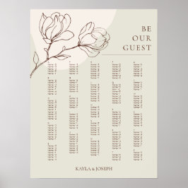 Boho Blommigt Sage Alfabetisk sittningsdiagramsymb Poster
