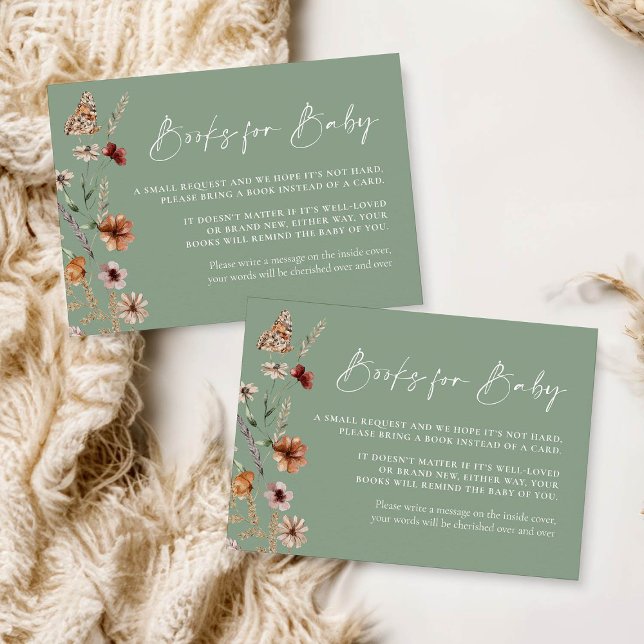 Boho Blommigt Sage Grönt Bokar för Baby Card Anteckningskort (Skapare uppladdad)