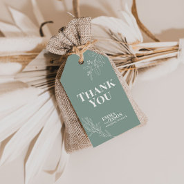 Boho Blommigt sage Grönt Bröllop Gift Märkres Presentetikett