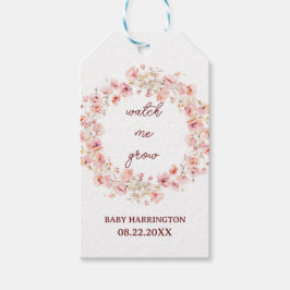 Boho-Blommigt Se mig växa babyskor Presentetikett