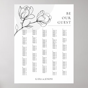 Boho Blommigt Simple Alfabetical Seating Chart Sig Poster