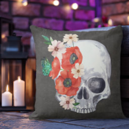 Boho Blommigt Skull Kudde