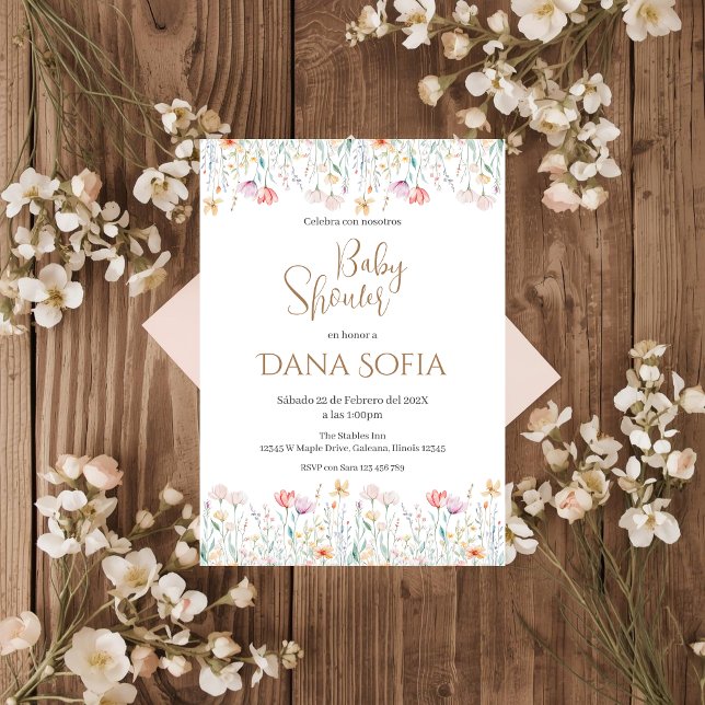 Boho blommigt Spain Baby Shower Girl-inbjudan Inbjudningar (Skapare uppladdad)