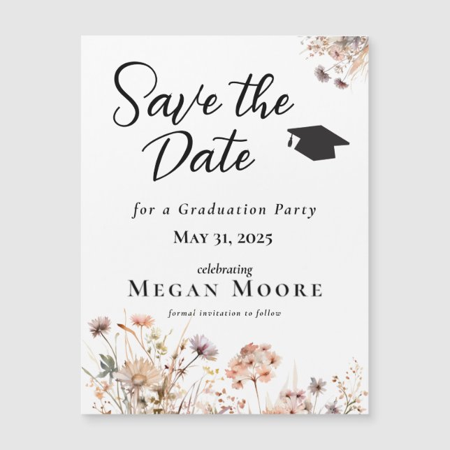 Boho Blommigt Spara datum magneter (Framsida)