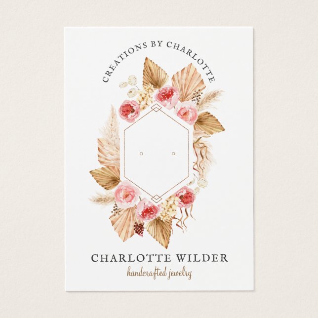 Boho Blommigt Stud Earring Jewelry Visitkort (Framsidan)