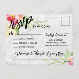 Boho Blommigt Subtle Marble Sång Request OSA Vykort