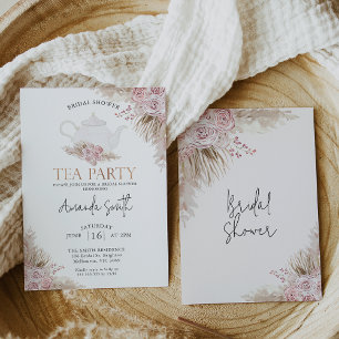 Boho Blommigt Tea Party Möhippa Inbjudningar