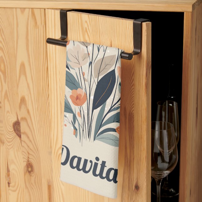 Boho Blommigt Teckning Kökshandduk (Thirds Fold)