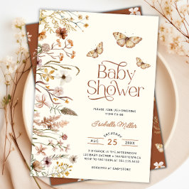 Boho Blommigt Terracotta Baby Shower Inbjudningar
